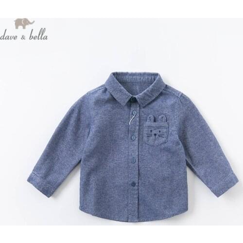 DBX14530 dave bella autumn baby boys cartoon pockets shirts infant toddler tops children high quality clothes