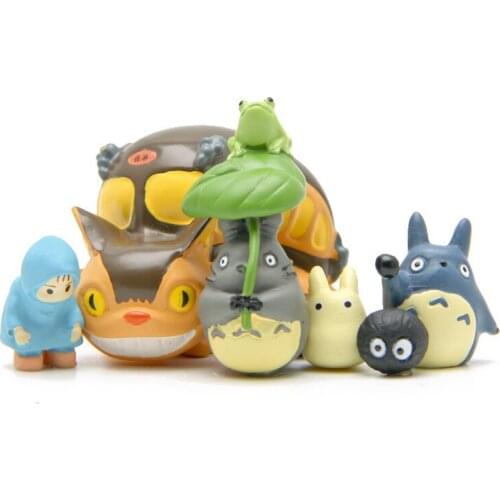 6pcs/lot My Neighbor Totoro Kiki Kikis Delivery PVC Cat Action Figure Doll Anime Bus Resin Plastic Model