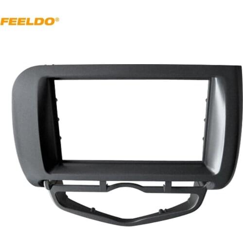 FEELDO Car Audio Radio Fascia Frame For Honda Fit Jazz/City 2002-2008 (Auto AC,LHD) Stereo DVD 2Din Dash Face Frame