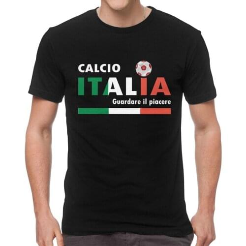 Calcio Italia T Shirt Mens 100% Cotton Printing T-shirt Fashion Tshirt Short Sleeve Italy Flag Football Italian Pride Tee Top