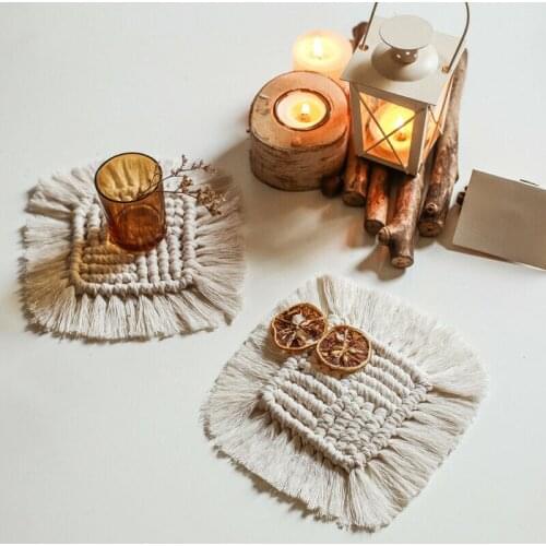 Cotton woven Dining Table Mat Heat Insulation Pot Holder Round Coasters Coffee Drink Tea Cup Table Placemats Mug Coaster