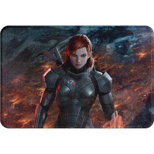 Mass Effect Game Anti-Slip Doormat Kitchen Mat Femshep Floor Carpet Welcome Rug Bedroom Decorative