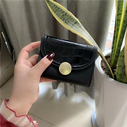 Wallet Womens Short Folding Wallet Small Fresh and Wild Buckle Card Bag Coin Purse
