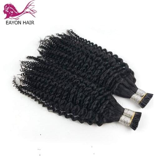 Kinky Curly I Tip Hair Extensions For Black Women 1g/s 100 strand Brazilian Remy Human Hair Micro Links Bundles Color 1#/2#/4