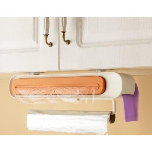 Kitchen three in one plastic film cutter garbage bag storage plastic film storage kitchen tissue storage