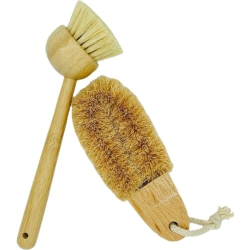 Bamboo Wooden Kitchen Pan Pot Cleaning Brush Wooden Handle Household Bowl Dish Washing Tools Kitchen Gradget