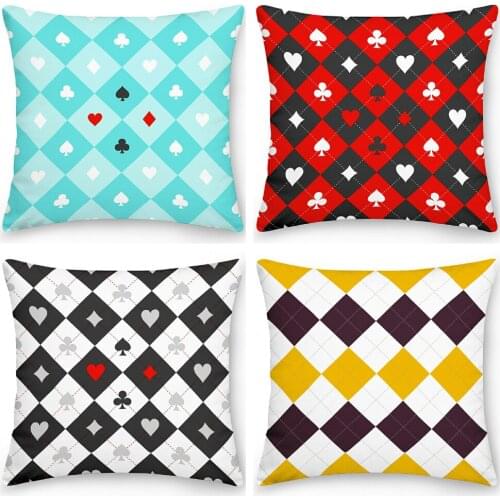 Poker Square Pillowcase Decorative Sofa Cushion Case Bed Pillow Cover Home Decor Car Cushion Cover Polyester Pillow Case 45*45cm