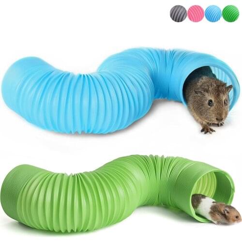 Small Pet Tunnel Plastic Collapsible Telescopic Channel Tube Game Toy 4 Colors Hamster Ferret Game Play Toy Pets Supplies