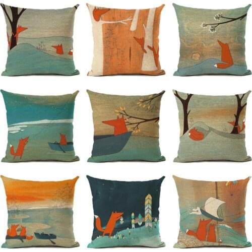 Cute cartoon fox back cushion cover hug pillow case pillow case personality art sofa car home decoration cover