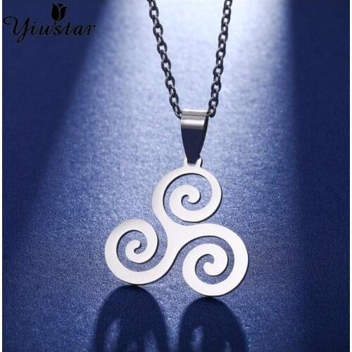 Yiustar Trendy Triskele Triskelion Allison Argent Pendant Necklace Women Stainless Steel Teen Wolf Necklace Jewelry Men Gift