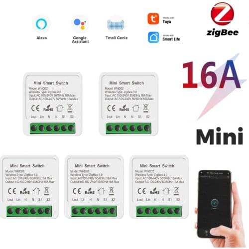 Tuya Mini ZigBee Switch Module With Smart Life App 2 Way Control, Smart Home Interruptor Work For Alexa Google Home Smart Home