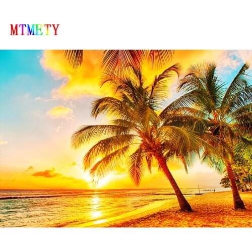 MTMETY 3D Nature Mural Wallpaper Nature Scenery For Walls Sunset Sea Coconut Beach HD Background Wall Living Room Wall Papers