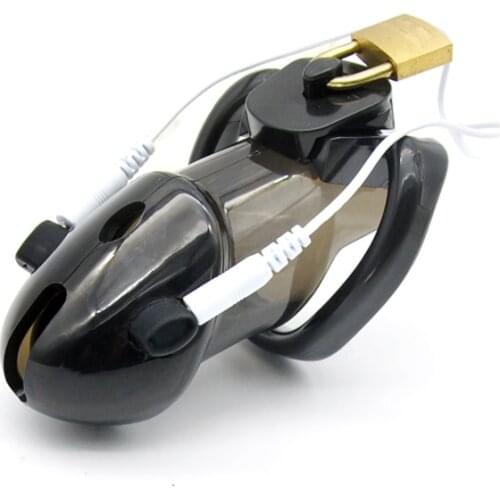 Male Electro Chastity Device,Corona Cock Cage with 3 Size Penis Ring,Adult Game,Cock Ring,Chastity Belt A178-B