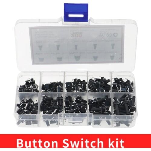 200pcs/lot 10 value Mini Button Switch kit 6*6*5/6/8/10/12/16mm rice cooker / telephone / PCB board maintenance use Keys Switch