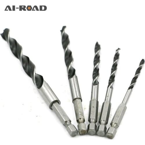 5PCS Drill Bit Set 4mm 5mm 6mm 8mm 10mm Change Metal Tools 1/4 Hex Shank Wood HCS Rustproof Woodworking Drill Hexagonal Shank