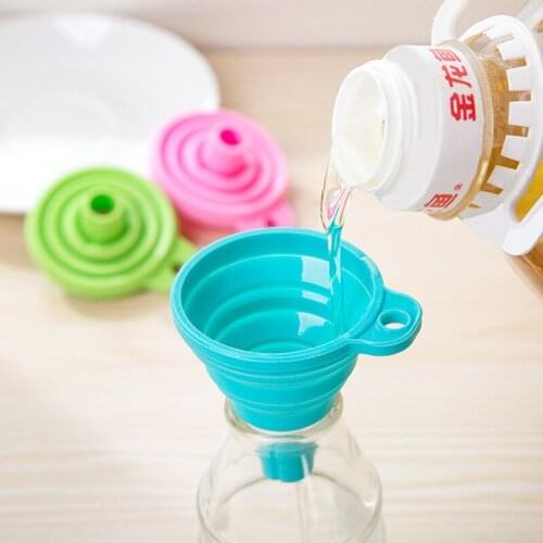 New Silicone Folding Telescopic Long Neck Funnel Creative Household Liquid Dispensing Mini Funnel Kitchen Mini Folding Funnels