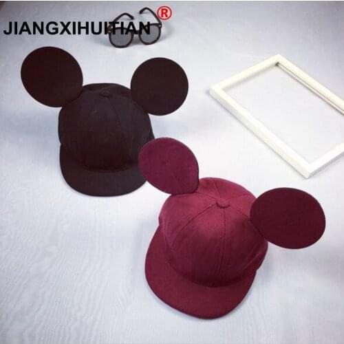 2017 new cotton Summer Womens Cartoon Cute Big Color Ears Snapback Hats Hip Hop Baseball Cap Toe Sun Hat For Womens free shippng