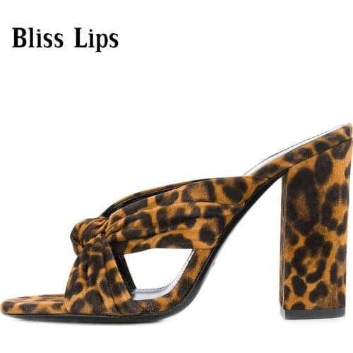 Summer New Fashion Leopard High-heeled Fish Mouth Backspace Ladies Sandals and Slippers Fashion Large Size Sandals