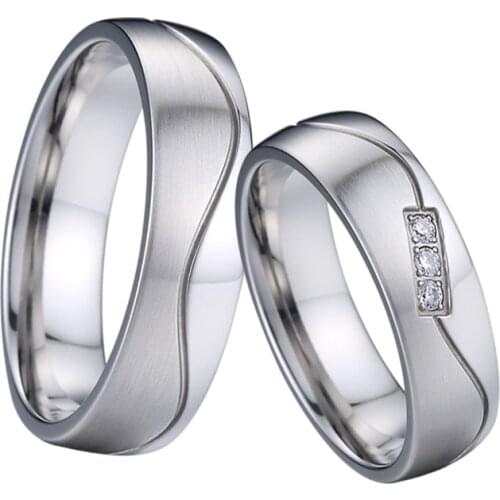 Love Alliance couple wedding rings for men and women stainless steel jewelry finger Ring promise marriage Silver Color No fade