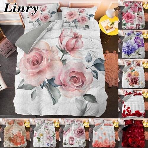 Comforter Flower Pattern Bedding Set Women Adult Winter Duvet Cover Queen/King Size Quilt Cover Bedclothes Home Decor Textile