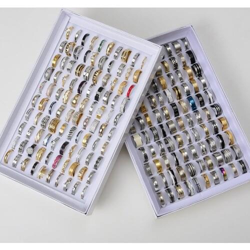 Wholesale 50pcs/Lots top quality stainless steel rings jewelry for mens women party gift wediing band rings mix style