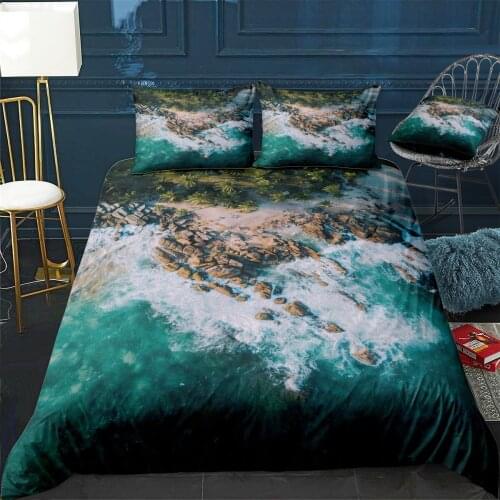 Beach Quilt Cover Pillowcase 3Piece Comforter Bedding Set With Pillow Case Single Double Duvet Cover Home Decora
