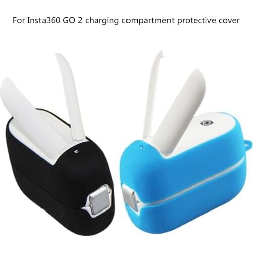 ​For Insta360 Go2 Charging Compartment Silicone Protective Cover Black and Blue Colors Optional