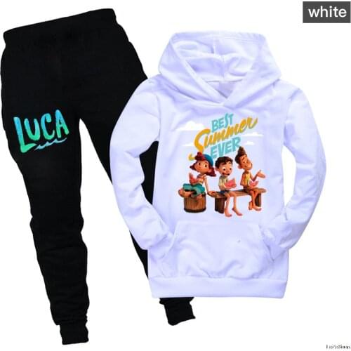 Choose Cartoon Luca Hoodie sweater + trousers 2 piece set Tracksuit Kids Hoodie Baby Boys Girls Clothing Set Outfit