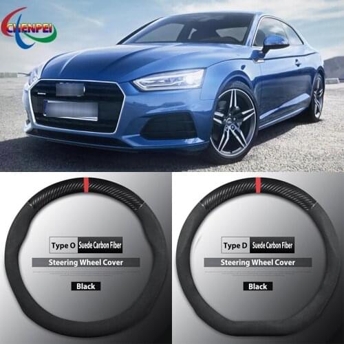 Four Seasons Universal Non-Slip Carbon Fiber Suede Steering Wheel Cover For Audi A5 Car Interior Accessories