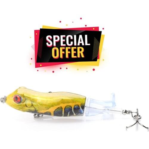 VTAVTA Special Offer 90mm 11g Lifelike Frog Popper Lure Topwater Hard Bait with Rotatable Tail (Limited)
