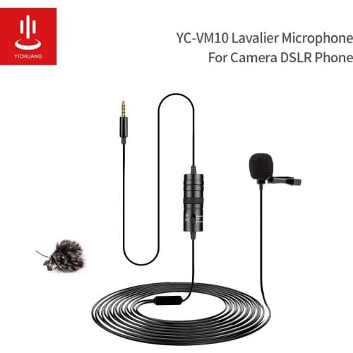 YC-VM10 6m Lavalier Microphone For Android Phone Mac Vlog YouTube Microphone DSLR Camera Audio Video With Audio adapter VS BY-M1