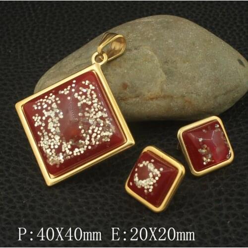 New Fashion Stainless Steel Jewelry Gold Color pendant and earring sets For Women Wholesale SFXZAIBC