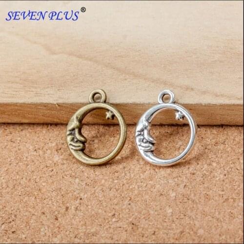 Good Quality 50 Pieces/Lot 20mm*16mm Diy Jewelry Making Round Moon And Stars Charms Pendants