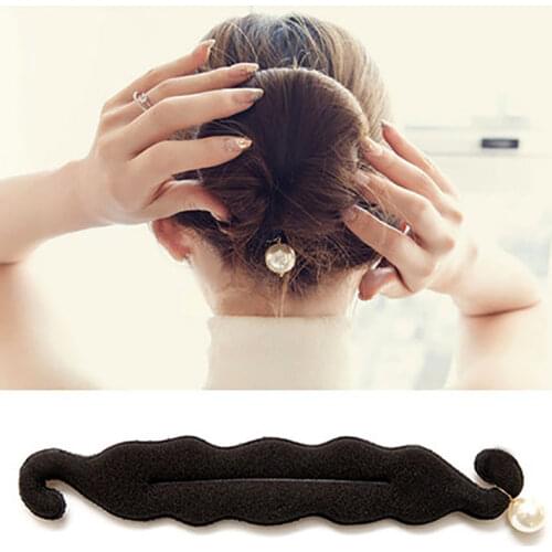 Twist Styling Bun Hairpins Hair Bun Maker with Pearl Hair Holder Sponge Clip Donut Buns Hairdisk Meatball Head Rubber Clip Women