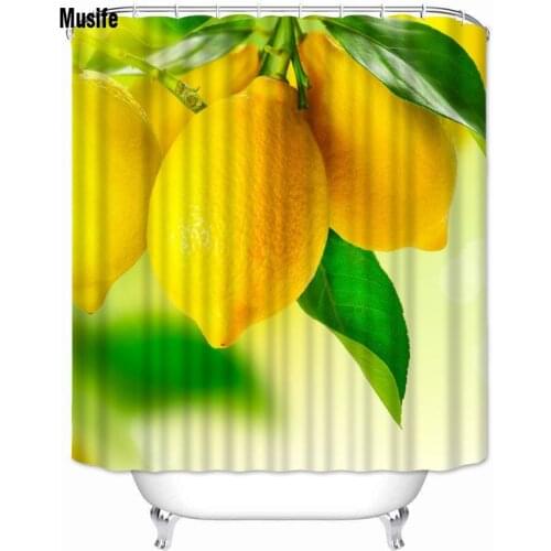 Musife Custom High Quality Lemon Shower Curtain Waterproof Bathroom Polyester Fabric Bathroom Curtain