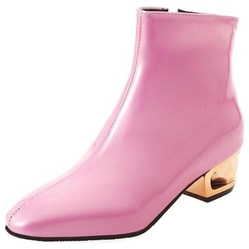 Big Size 9 10 17 boots women shoes ankle boots for women ladies boots shoes woman winter Solid colour square head side zipper