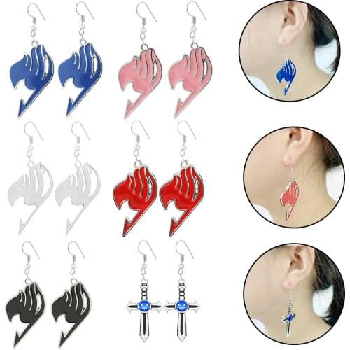 Fairy Tail Earrings For Women Metal Anime Piercing Hanging Hoop Cosplay Pendant Teens Gifts 2021 Trend Jewelry