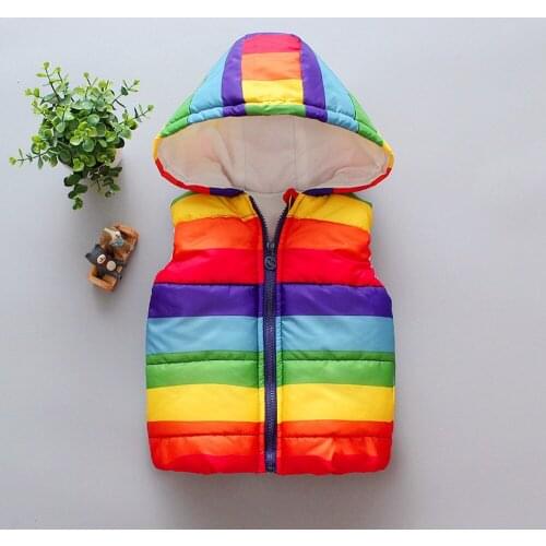 Winter Autumn Children Baby Kids Girls Boys Infants Waistcoat Outwear Cotton-Padded Pastel Hooded Vest Cardigan Casacos ADK369