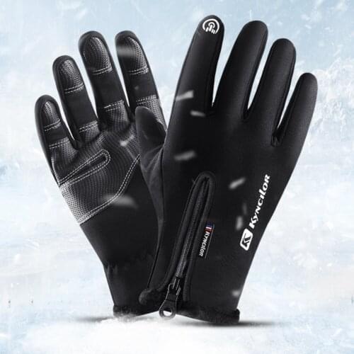 Kyncilor Winter Cycling Gloves Fleece Windproof Warm Touch Screen Outdoor Full Finger Gloves for Cold Weather Skiing Gloves