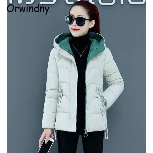 Orwindny Winter Jacket Women Hooded Warm Parkas New Slim Fashion Letter Wadded Coat Snow Wear Thicken Clothing Female