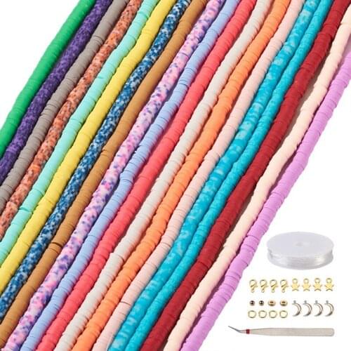 1 set 6mm Polymer Clay Beads Elastic Crystal Threads Alloy Lobster Clasps Alloy Pendants Beading Tweezers for Jewelry Making
