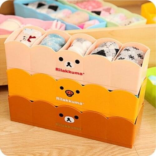 1PC Makeup Organizer Classification Easily Bear Plastic Sock Drawer Sorting Box Storage Desk Organizers Bra LF 021