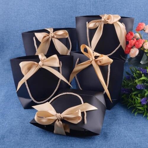 5Pcs Gift Paper Bag Makeup Packing Tote Handle Package for Boutique Shopping Party Cosmetic Clothing New