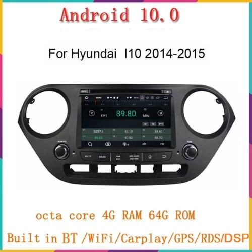 Sumdymax Octa Core Android 10.0 Car DVD player GPS Navi for Hyundai grand i10 2014-2015 4GB RAM 64GB ROM support DAB