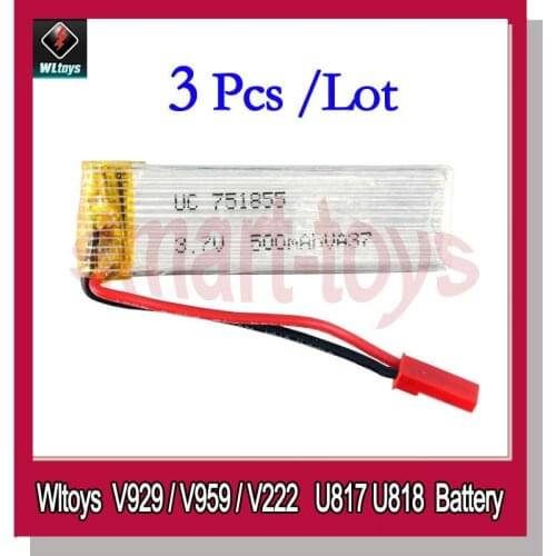 3Pcs v959-09 Battery 3.7V 500/600mAh for WLtoy V959 V929 V949 V212 UDI U817A U818A RC Quadcopter Drone Parts