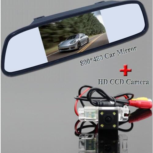 CAR parking mirror with 4.3" screen +4 eld car rearview camera in stock use for Ford- Focus hatchback/Mondeo/Fiesta