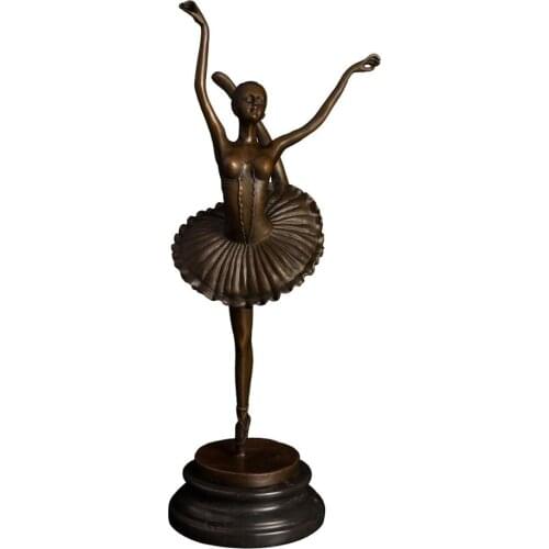 Girl Ballet Dance Sculpture Bronze Teenager Female Dancing Art Western Ballerina Statue Gorgeous Gift Decoration