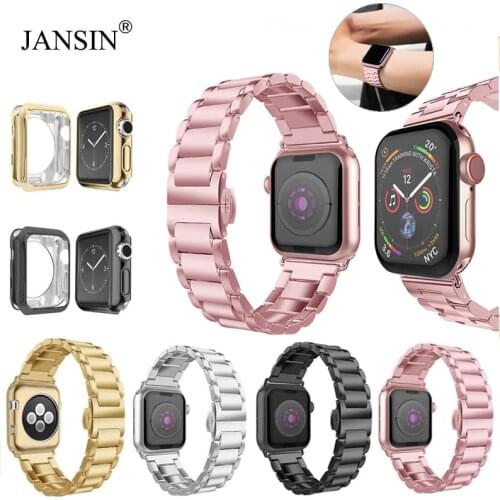 Stainless Steel Band+Case For Apple Watch 44mm 42mm Metal Bracelet Watchband Starp For Apple Watch 5 40mm 38mm iWatch Wristband