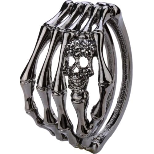 YACQ Skull Skeleton Hand Bracelet Bangle Biker Gothic Jewelry Gifts Women Her Girlfriend Antique Silver Color D08 Dropshipping