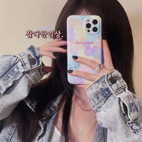 Rainbow Girl Cute Label Letter Bear Korean Phone Case For iPhone 12 11 Pro Max Xr X Xs 6 7 8 Puls SE2 Cases Soft Silicone Cover